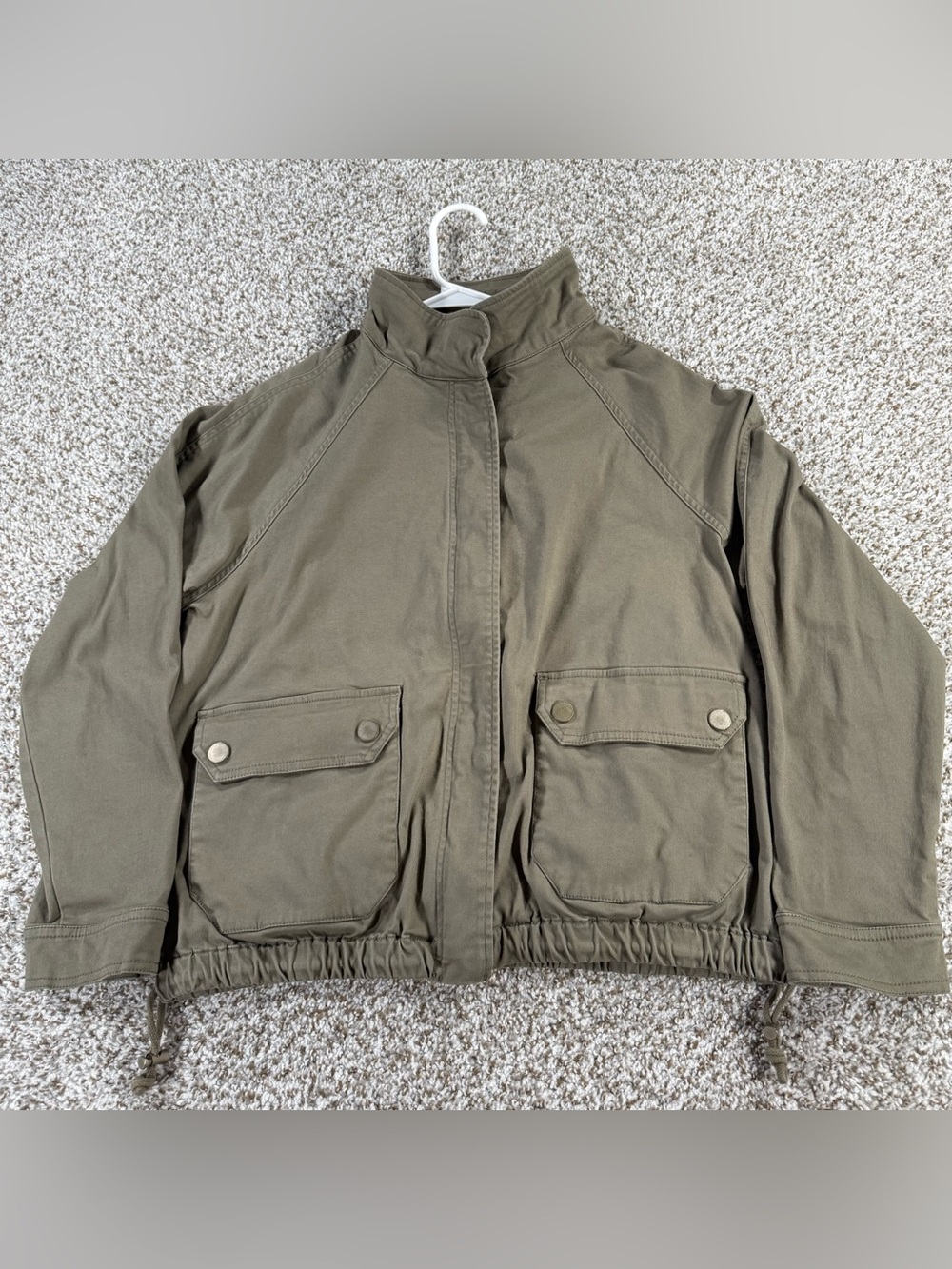 Democracy Olive Utility Jacket with Front Flap Pockets Women’s Large